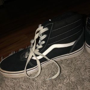white and black high top vans